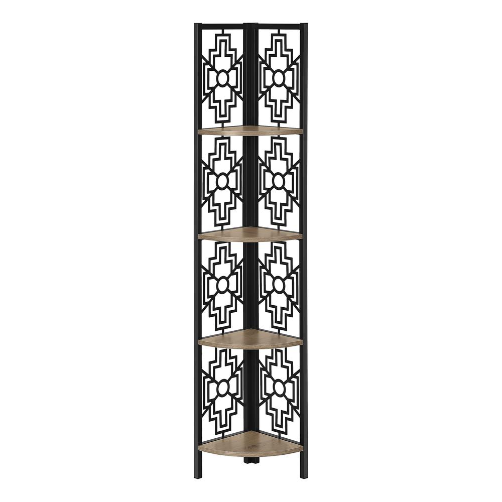 Candace - Bookshelf Bookcase Etagere Corner 4 Tier 62"H Office Bedroom Brown