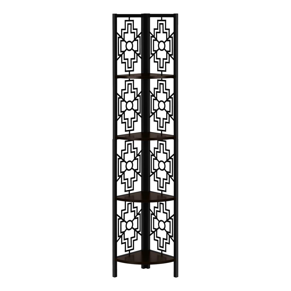 Carvell - Bookshelf Bookcase Etagere Corner 4 Tier 62"H Office Bedroom Brown