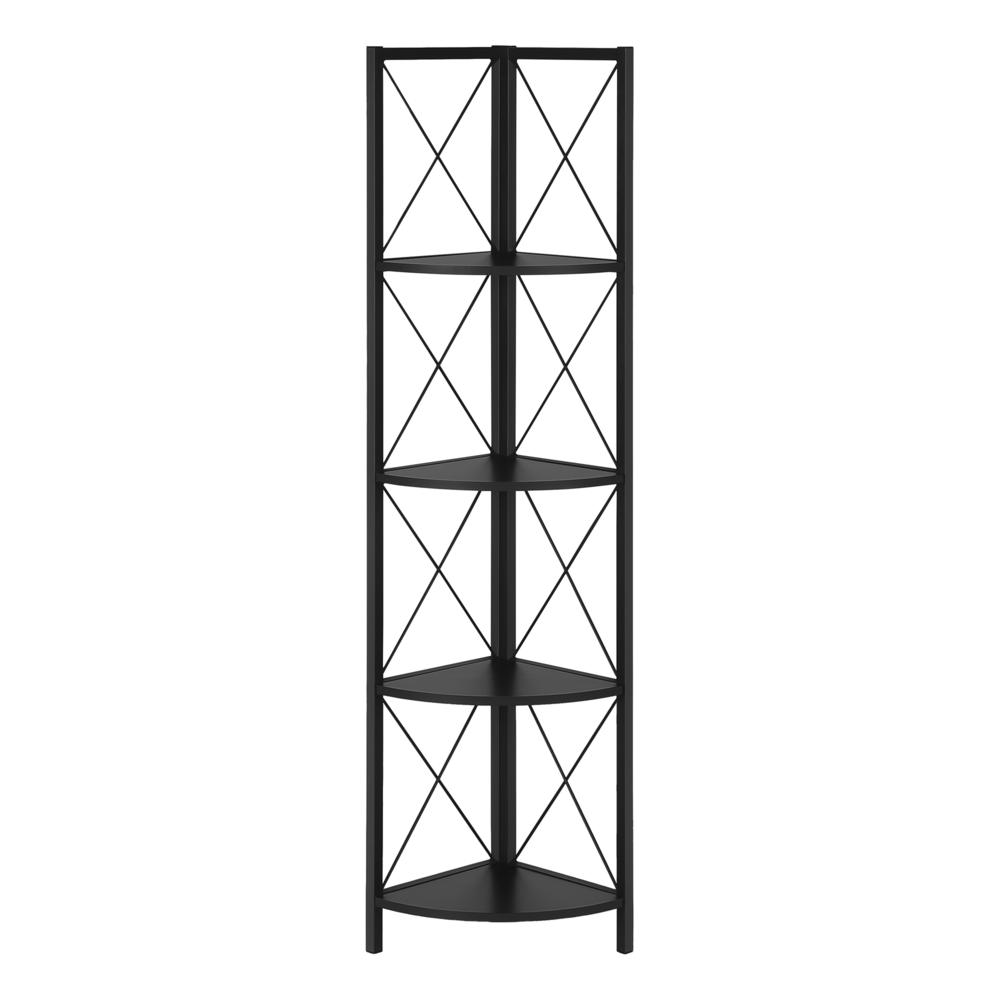 Isidora - Bookshelf Bookcase Etagere Corner 4 Tier 60"H Office Bedroom Black