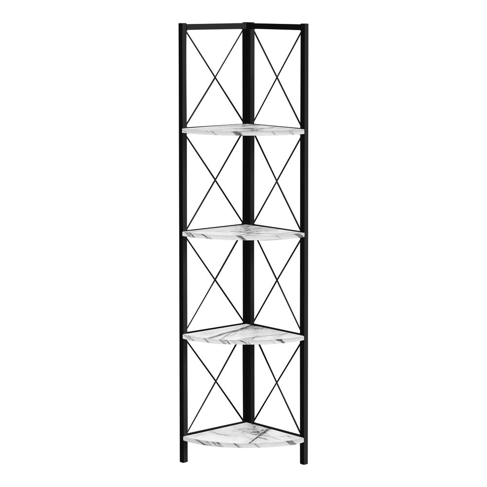 Joelle - Bookshelf Bookcase Etagere Corner 4 Tier 60"H Office Bedroom White