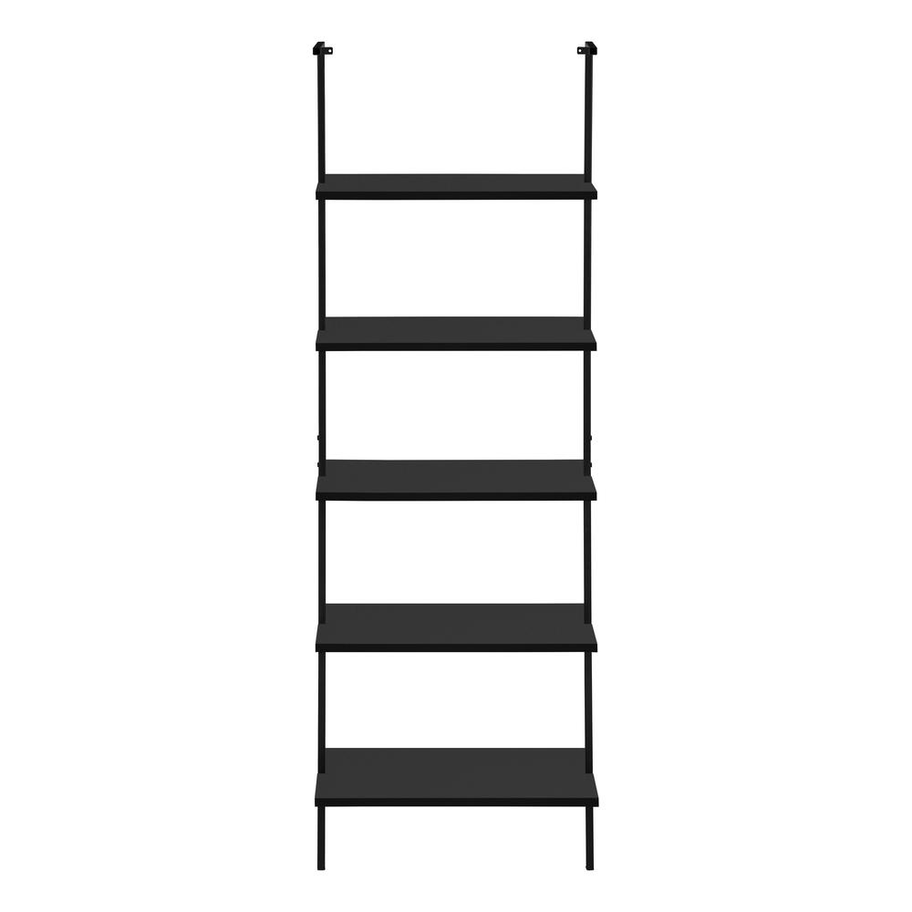 Davet - Bookshelf Bookcase Etagere Ladder 5 Tier 72"H Office Bedroom Black