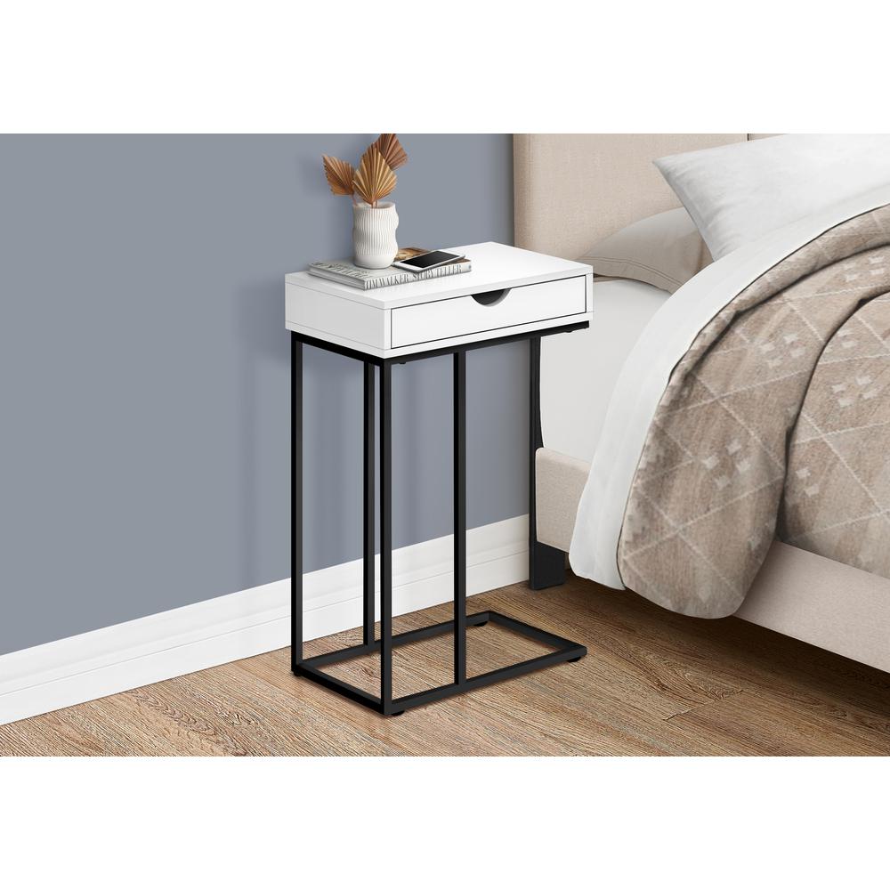 Perret - Accent Table C-shaped End Side Snack Storage Drawer Living Room