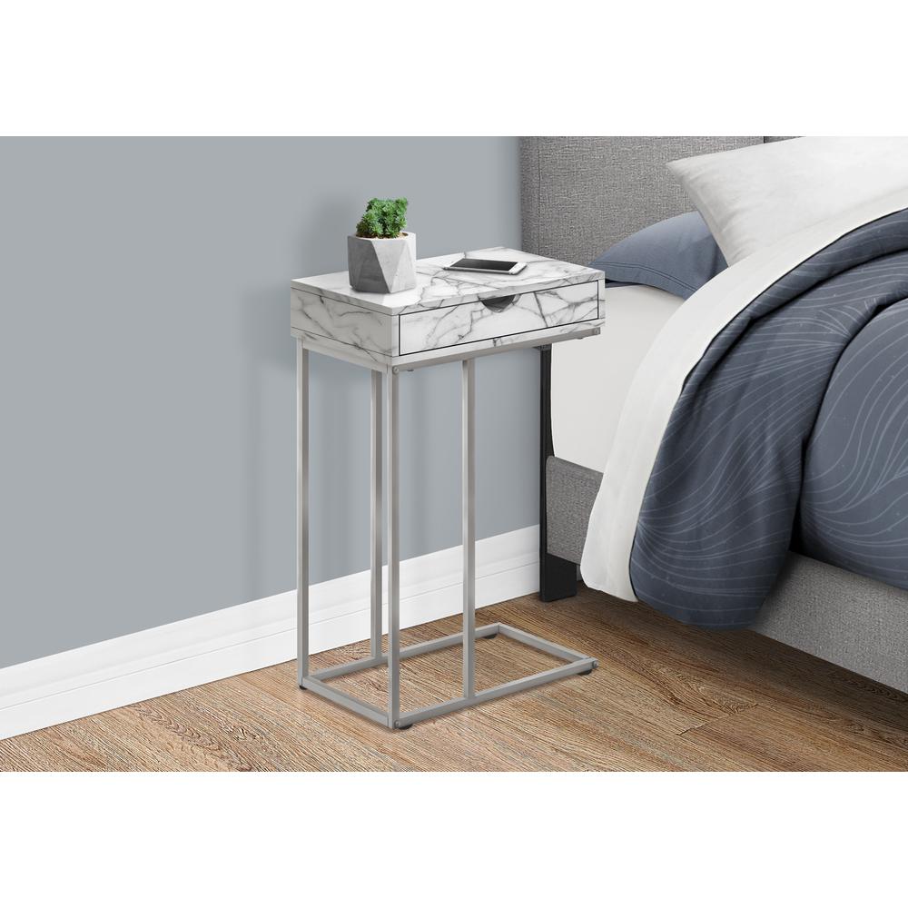 Lenoir - Accent Table C-shaped End Side Snack Storage Drawer Living Room