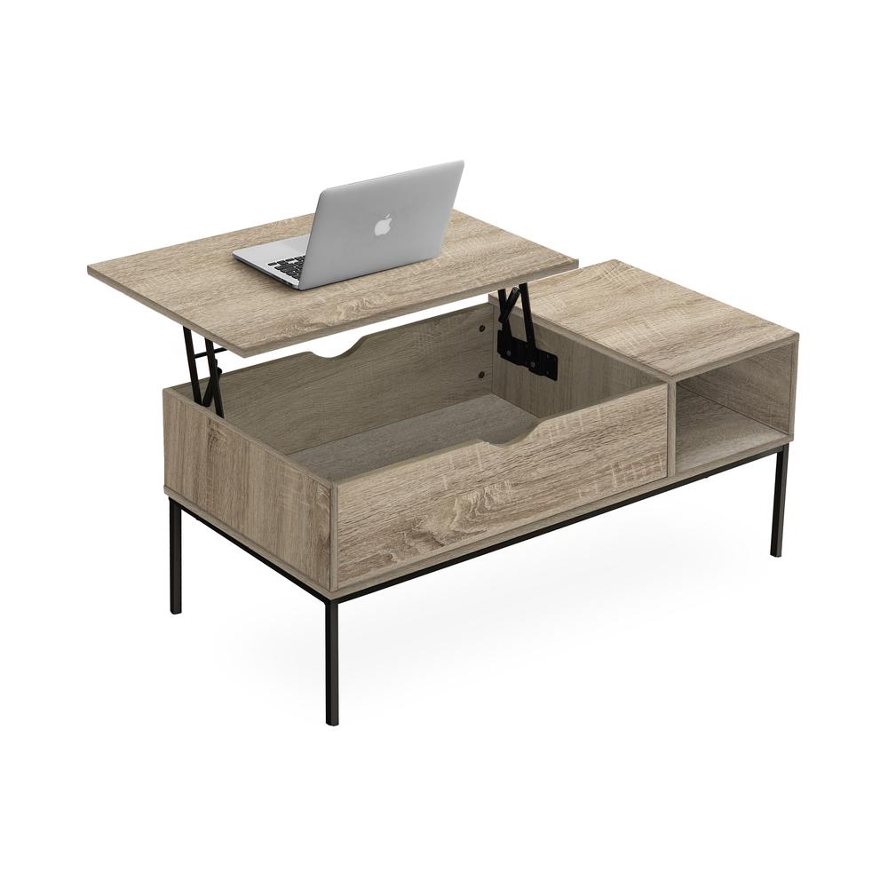 Ambra - Coffee Table 42" L Rectangular Cocktail Lift-top Dark Taupe Black
