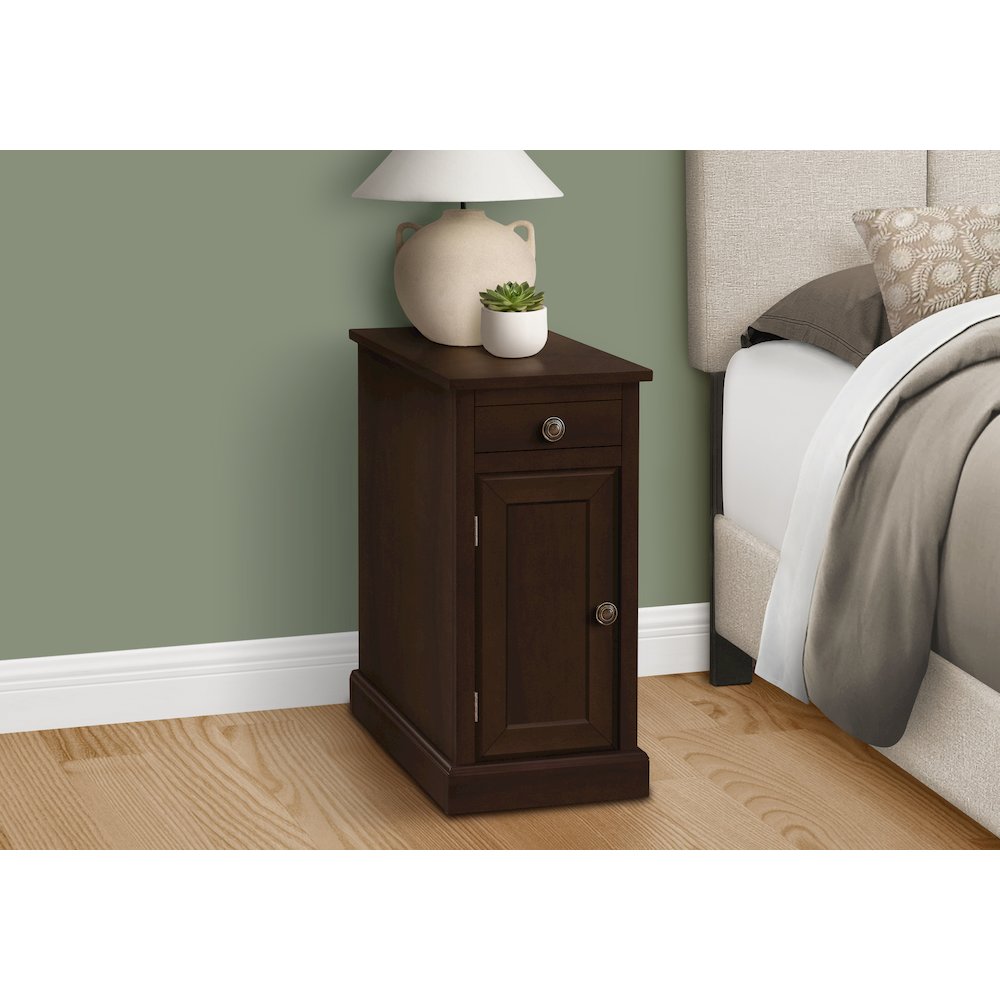 Eligah - Accent Table End Side Table Nightstand Narrow Bedroom Lamp Storage