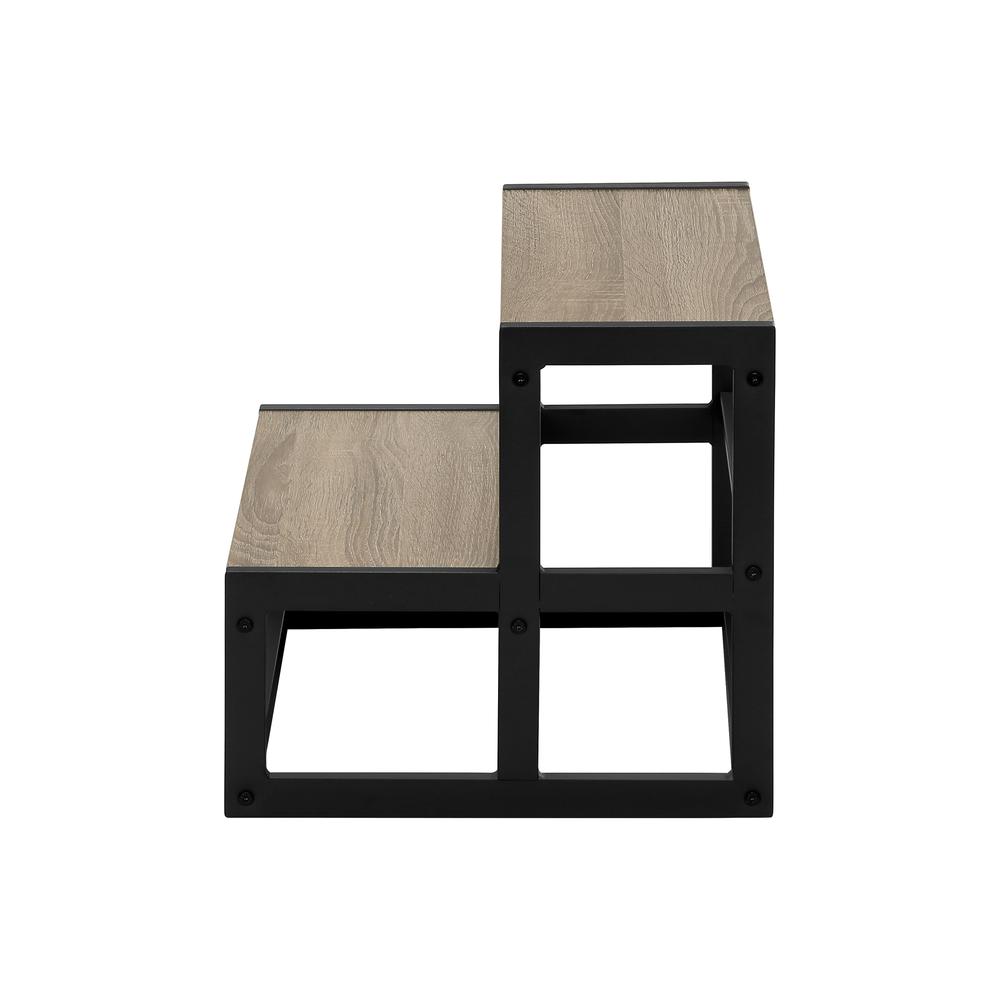 Riva - Ladder Step Stool Bedroom Kitchen Black Metal Dark Taupe Laminate