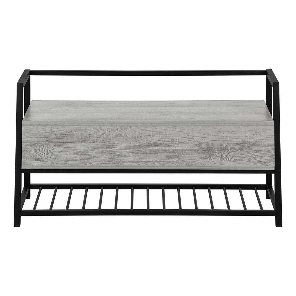 Laima - Bench Entryway Hallway Storage 42" Rectangular Grey Laminate Black Metal