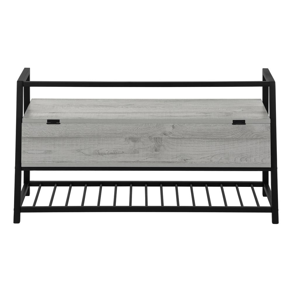 Laima - Bench Entryway Hallway Storage 42" Rectangular Grey Laminate Black Metal