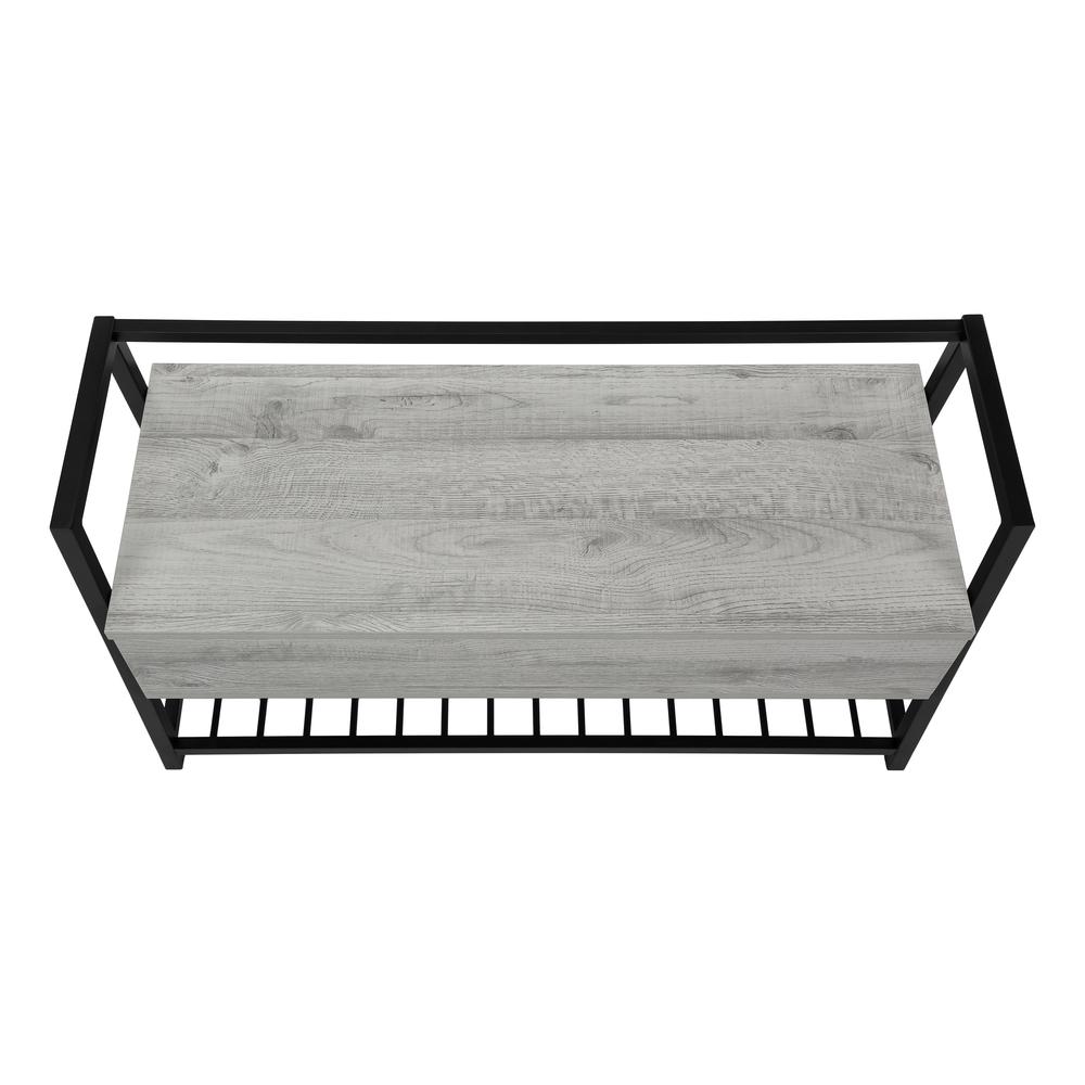 Laima - Bench Entryway Hallway Storage 42" Rectangular Grey Laminate Black Metal