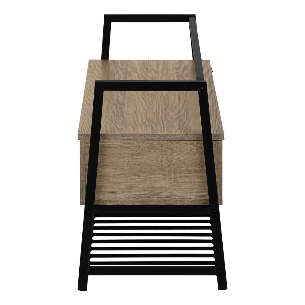 Verna - Bench Entryway Hallway Storage 42" Rectangular Brown Laminate Black Metal