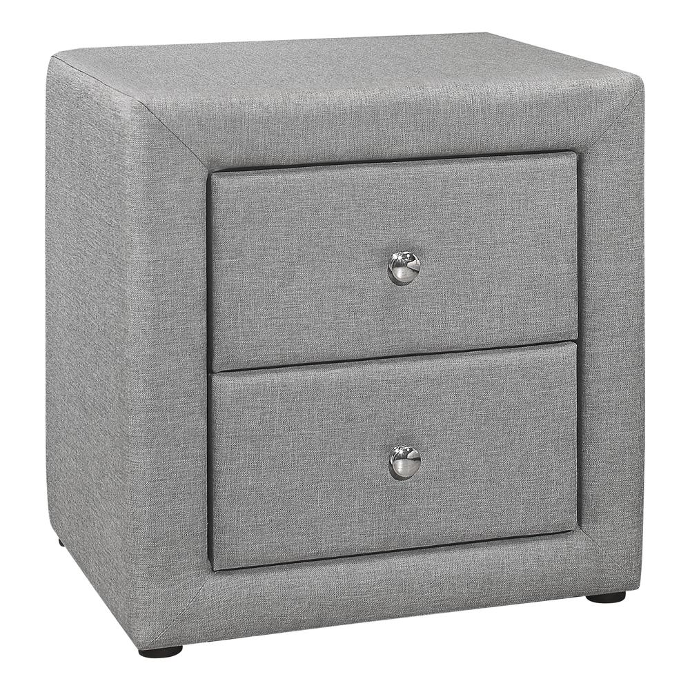Dorthy - Nightstand Nightstand End Side Lamp Storage Drawer Bedroom Upholstered Grey