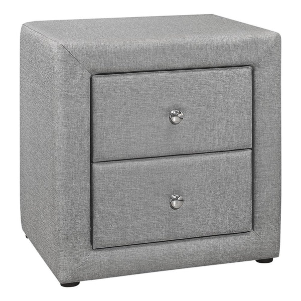 Dorthy - Nightstand Nightstand End Side Lamp Storage Drawer Bedroom Upholstered Grey