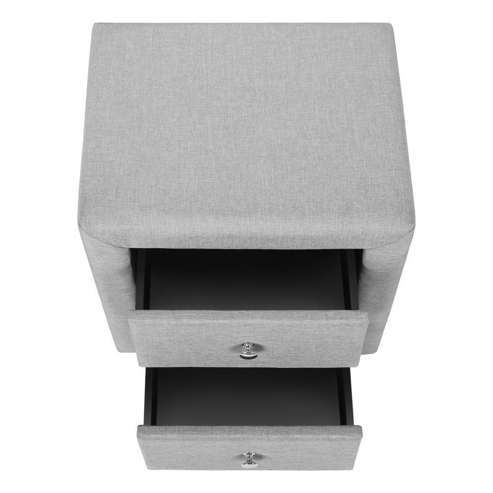 Dorthy - Nightstand Nightstand End Side Lamp Storage Drawer Bedroom Upholstered Grey