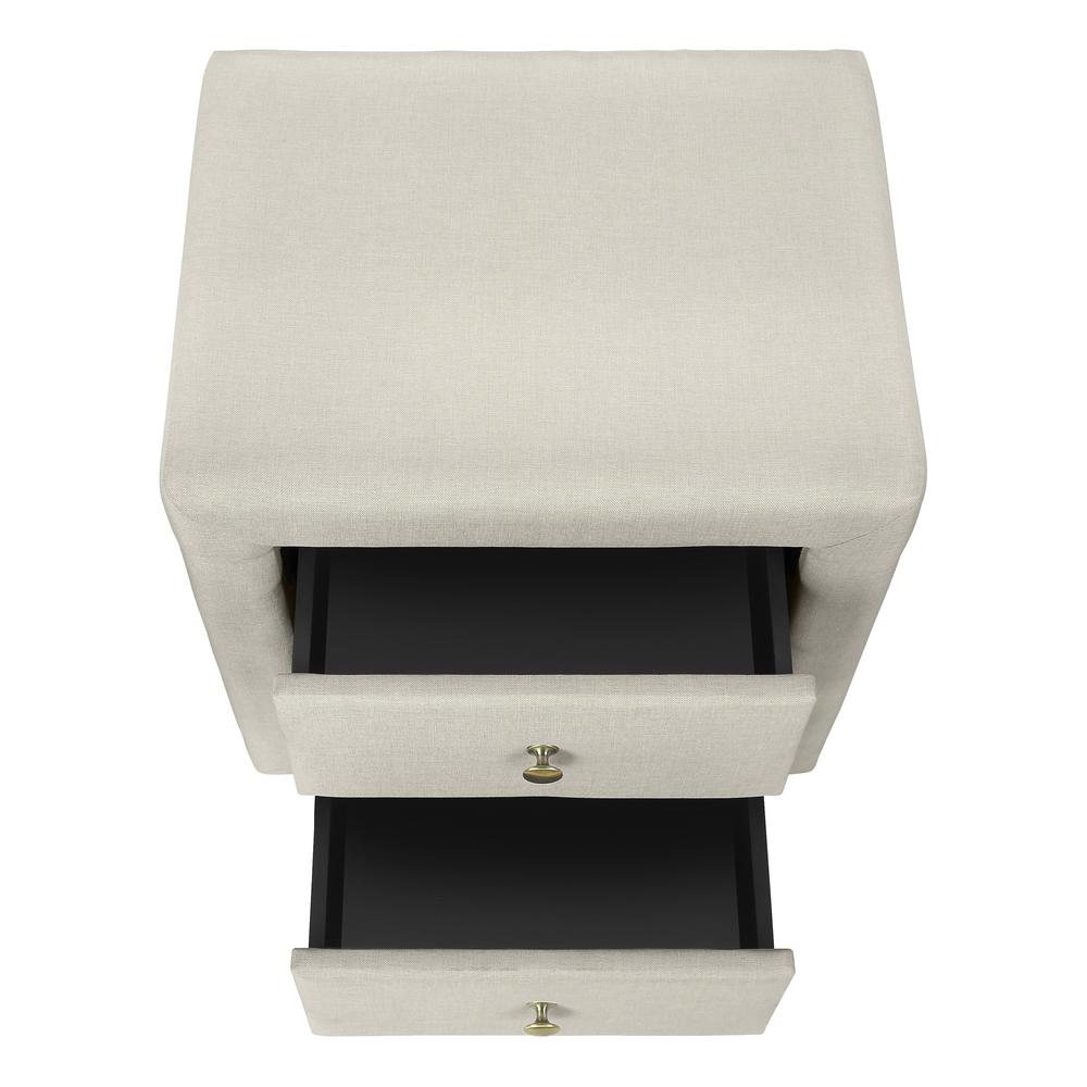 Alke - Nightstand Nightstand End Side Lamp Storage Drawer Bedroom Upholstered Beige
