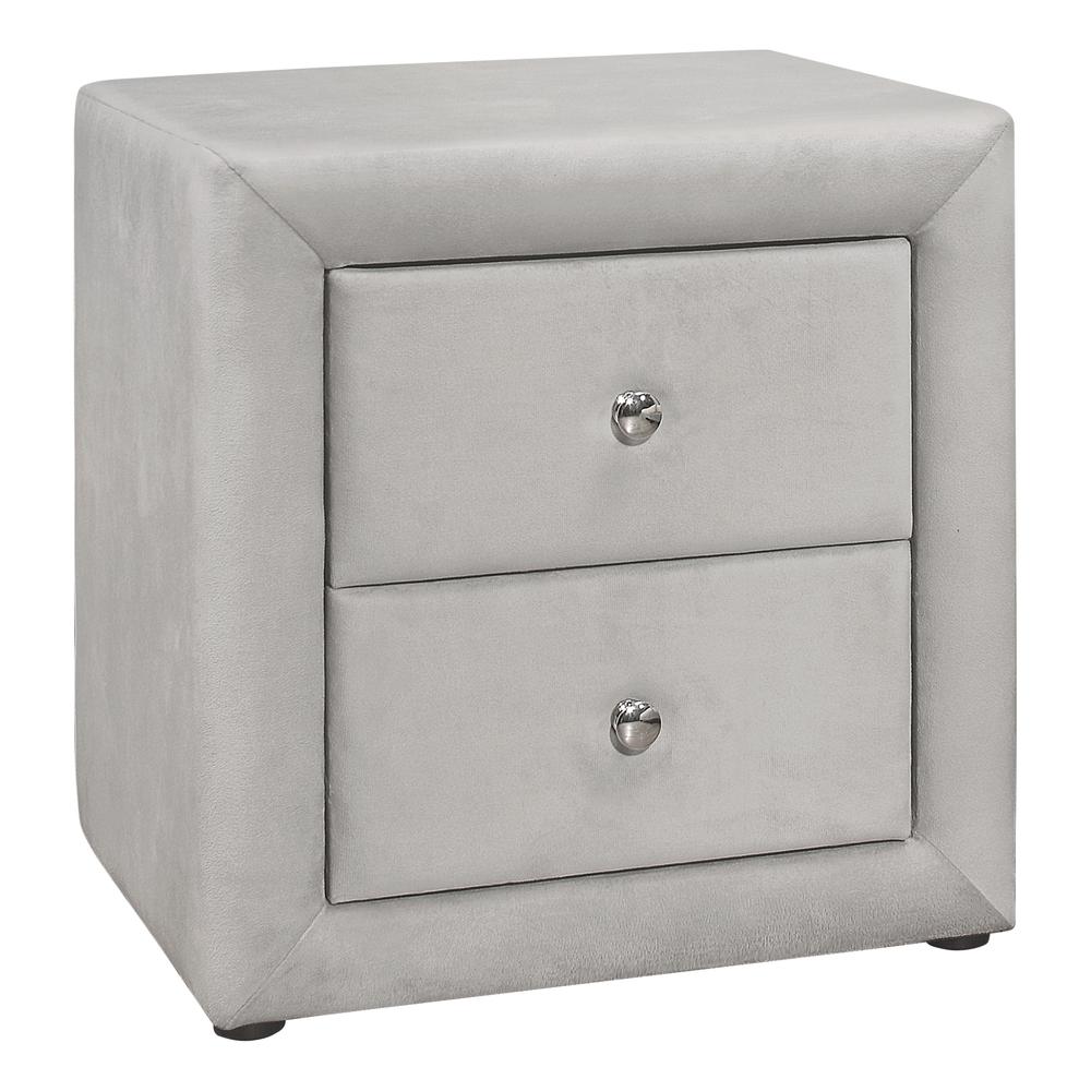 Ramon - Nightstand Nightstand End Side Lamp Storage Drawer Bedroom Upholstered Grey