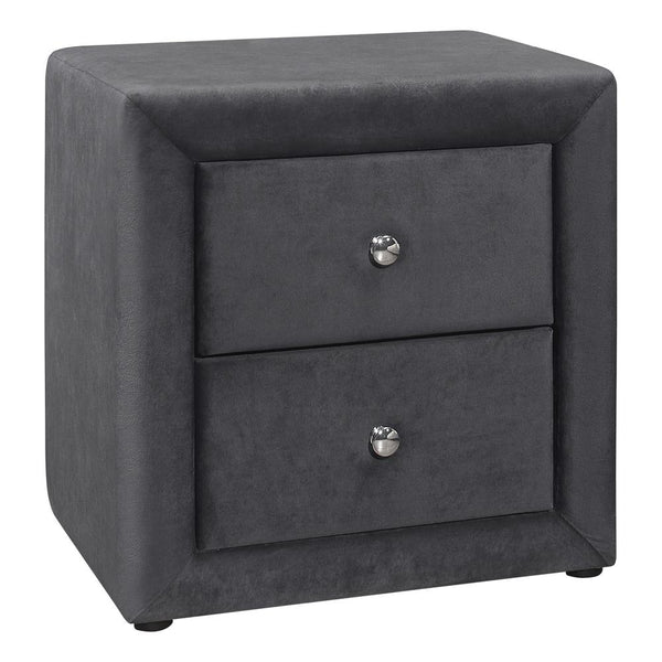 Verene - Nightstand Nightstand End Side Lamp Storage Drawer Bedroom Upholstered Grey