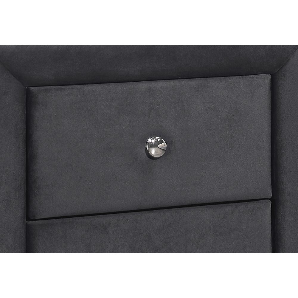 Verene - Nightstand Nightstand End Side Lamp Storage Drawer Bedroom Upholstered Grey
