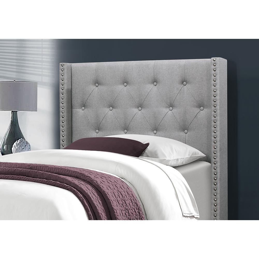 Brayden Teen Twin Size Grey Velvet Bed Frame – Upholstered Design with Chrome Accents