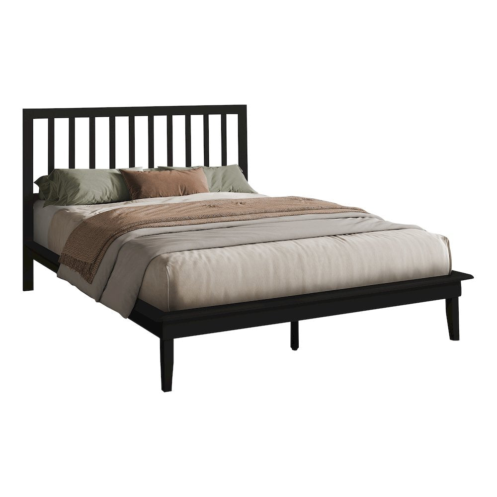Kaori - Bed Platform Bed Queen Size Frame Only Bedroom Black Wood