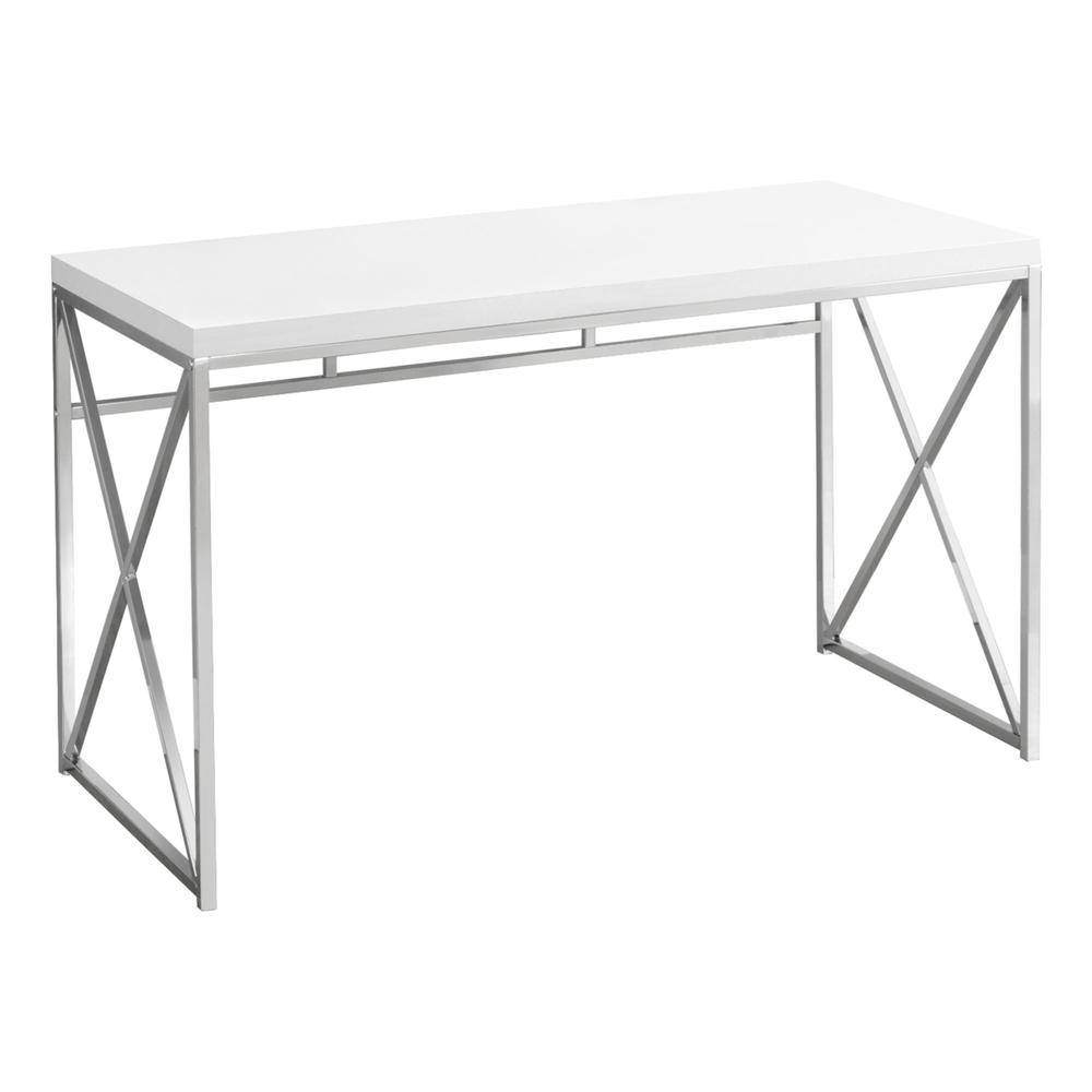 Tricia - Computer Desk Home Office Laptop Work Glossy White Laminate Chrome
