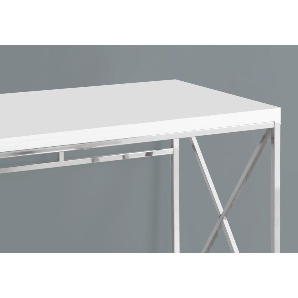 Tricia - Computer Desk Home Office Laptop Work Glossy White Laminate Chrome