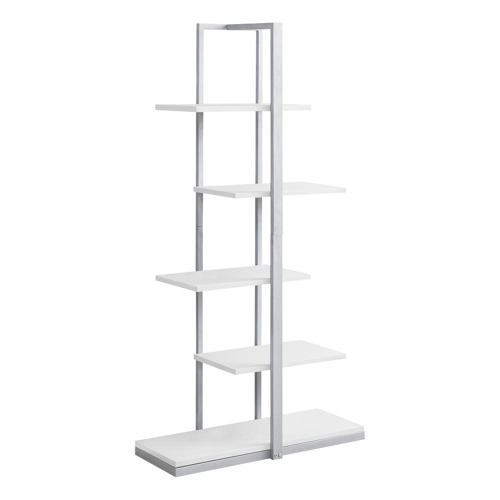 Adara - Bookshelf Bookcase Etagere 5 Tier 60"H Office Bedroom White Laminate
