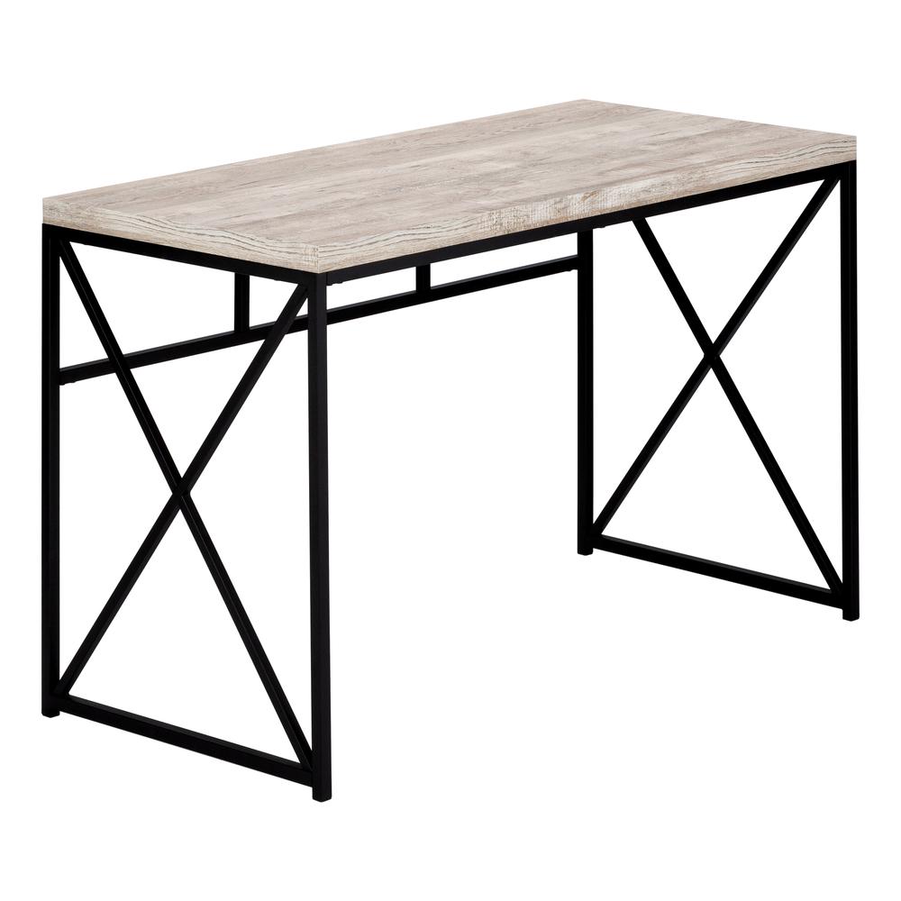 Saoka - Computer Desk Home Office Laptop Work Beige Laminate Black Metal