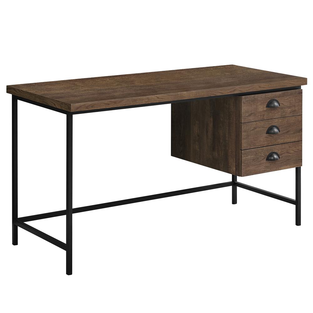 Noela - Computer Desk Home Office Laptop Storage Drawers 55"L Work Brown