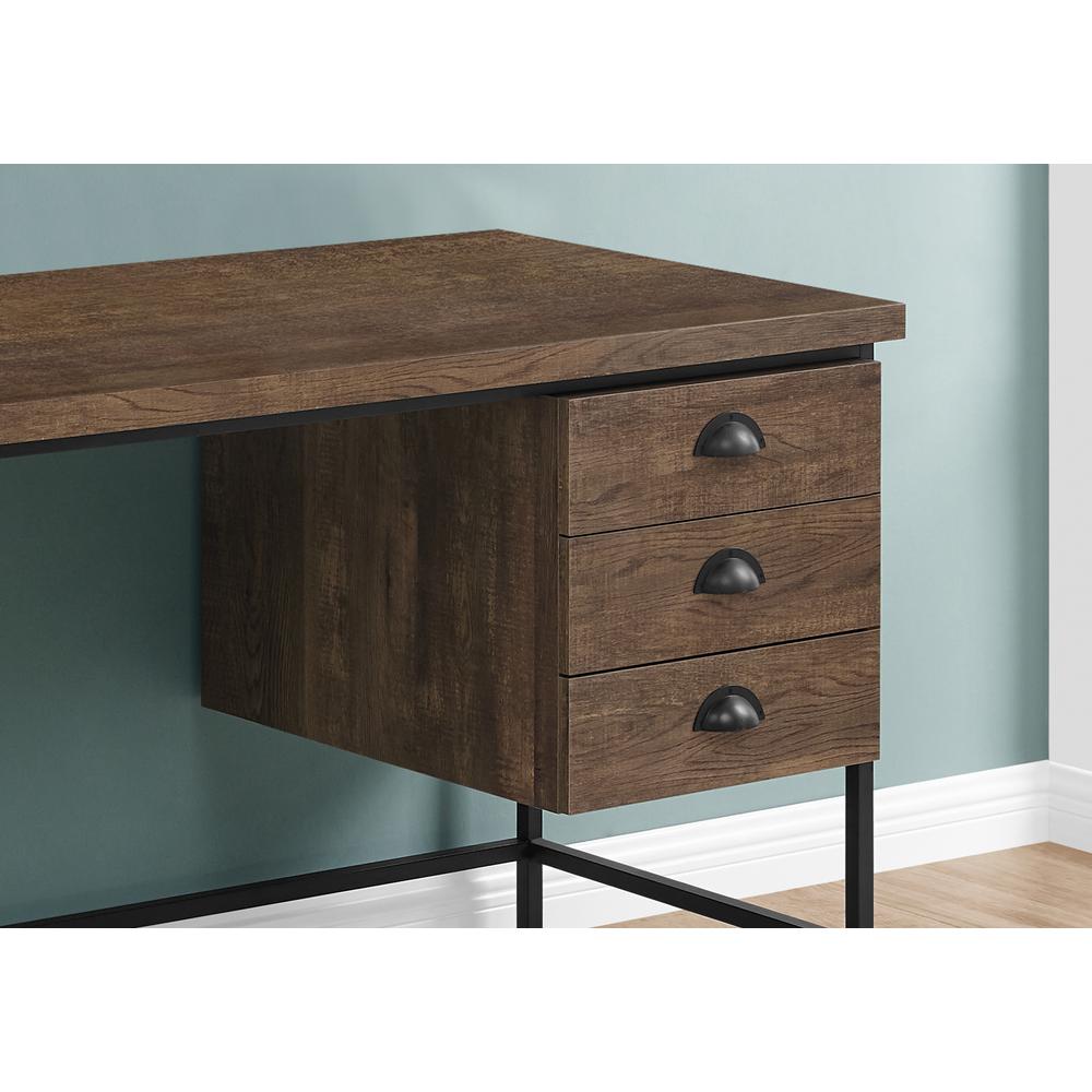 Noela - Computer Desk Home Office Laptop Storage Drawers 55"L Work Brown