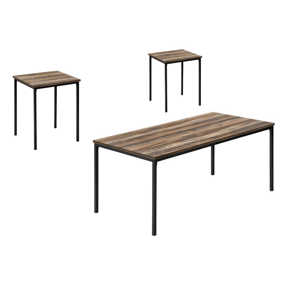 Sakura - Table Set 3pcs Set Coffee End Black Metal Brown Reclaimed