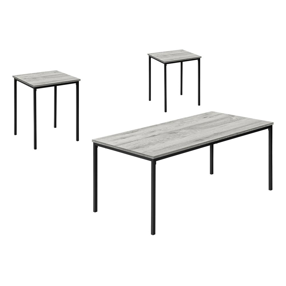 Thalia - Table Set 3pcs Set Coffee End Black Metal Grey Laminate