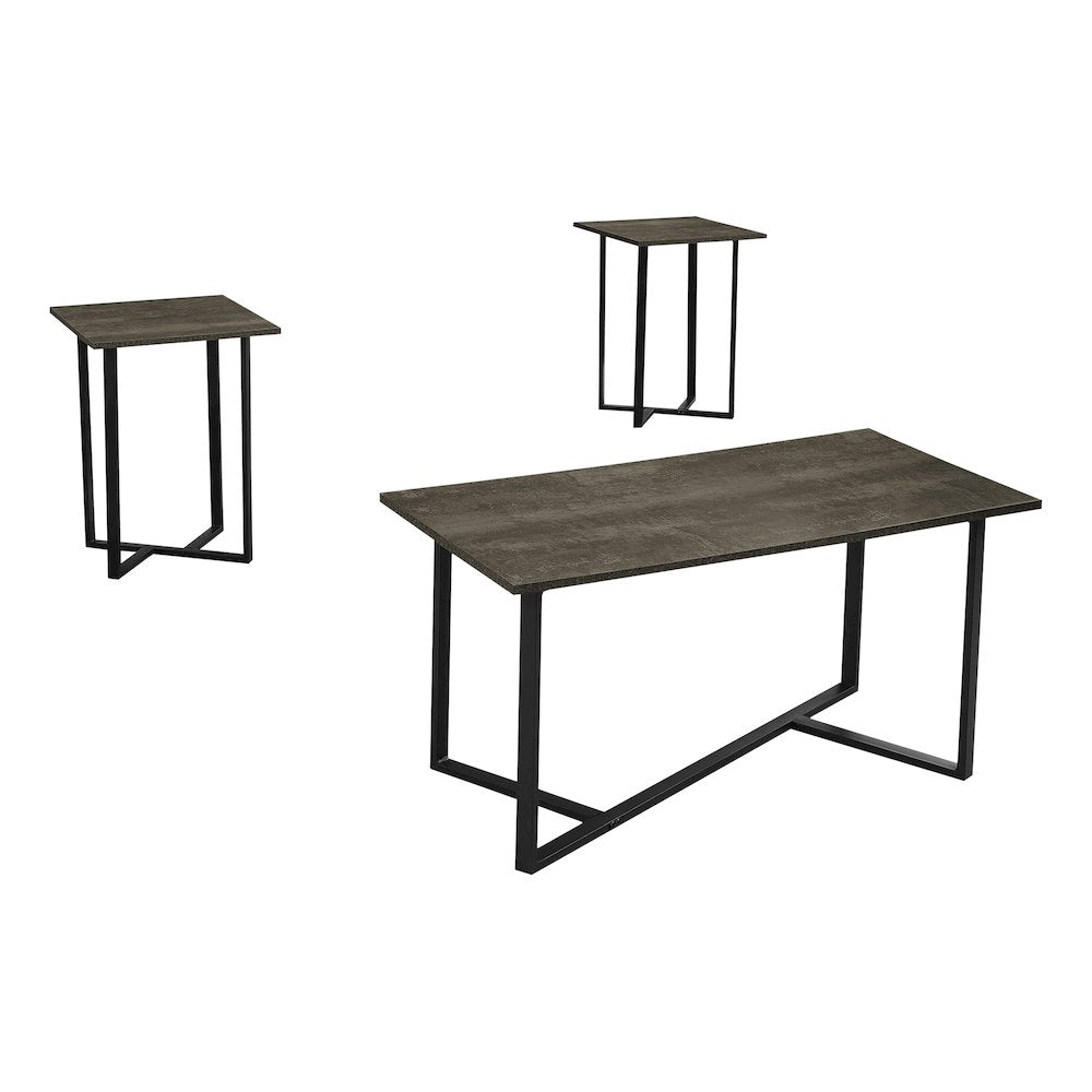 Perenna - Table Set 3pcs Set Coffee End Living Room Dark Bronze
