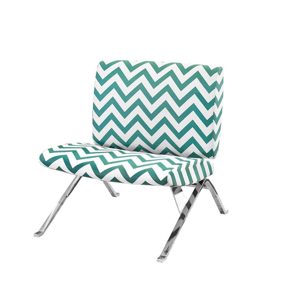Arcelia - Accent Chair Upholstered Living Room Bedroom Green Fabric Chrome Metal