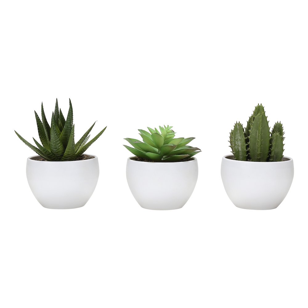 Jalie - Artificial Plant 6" Tall Succulent Indoor Faux Fake Table Greenery