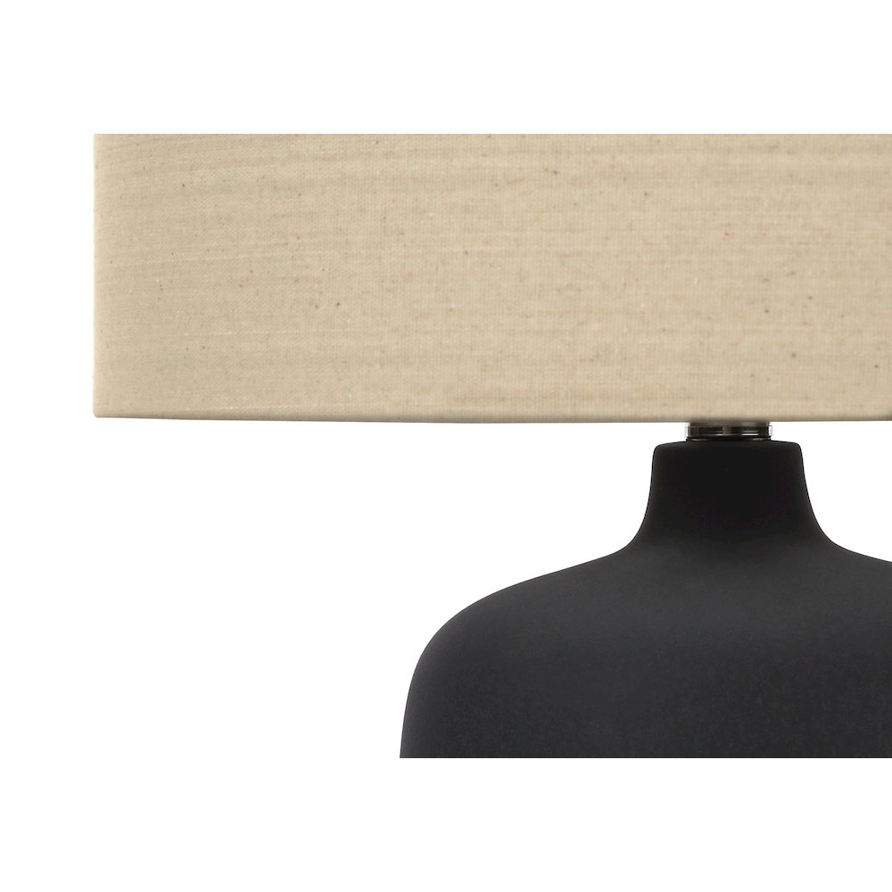 Utari - Lighting 24"H Table Lamp Black Ceramic Beige Shade Contemporary