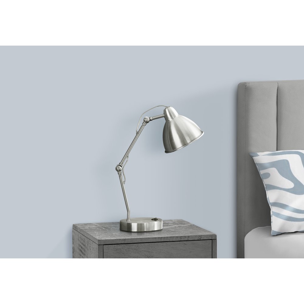 Aina - Lighting 17"H Table Lamp Usb Port Included Nickel Metal Nickel