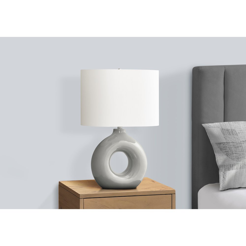 Kallima - Lighting 24"H Table Lamp Grey Ceramic Ivory / Cream Shade
