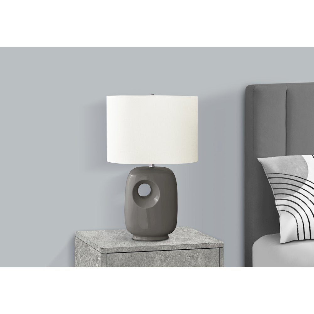 Jetsam - Lighting 26"H Table Lamp Dark Grey Ceramic Ivory / Cream
