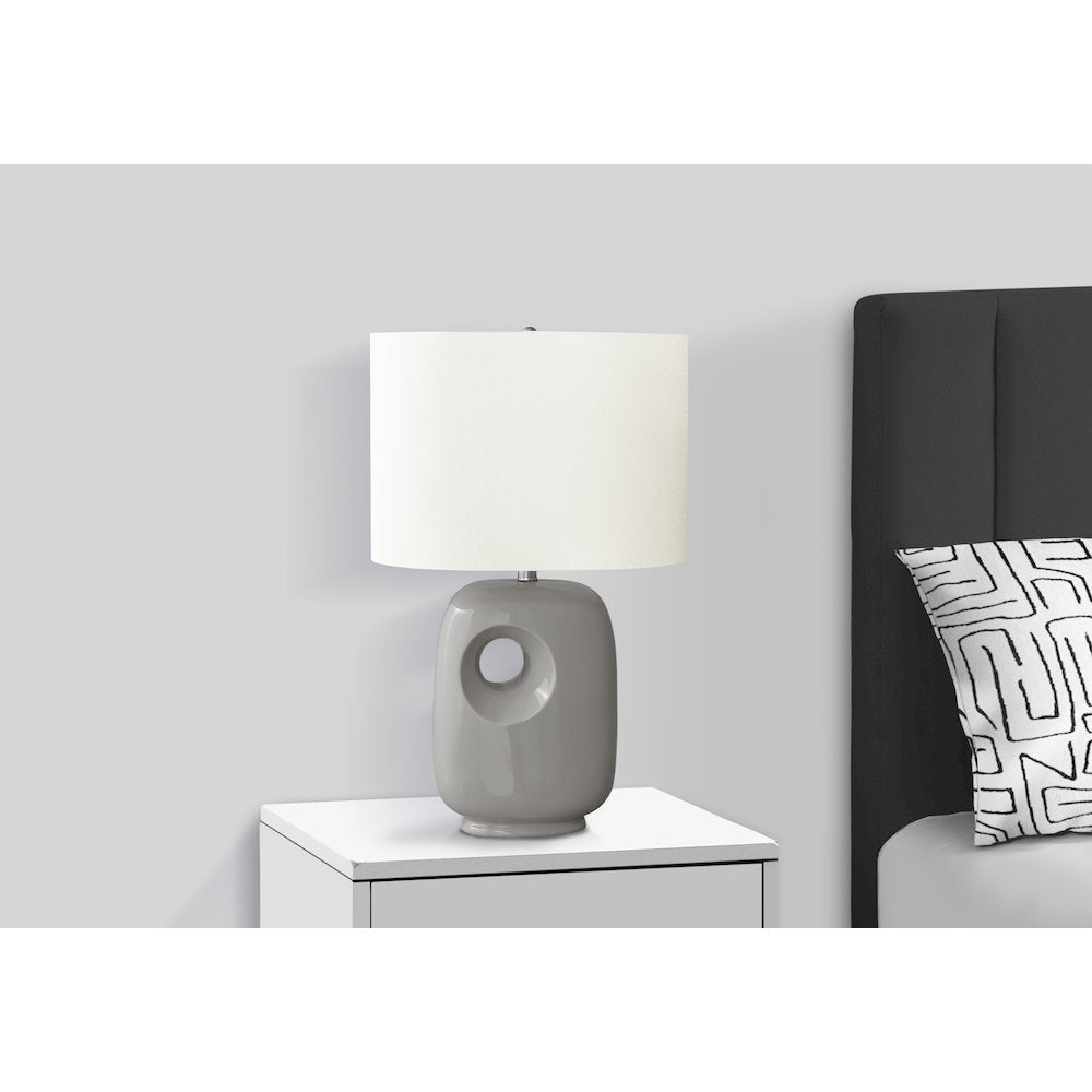 Nayana - Lighting 26"H Table Lamp Grey Ceramic Ivory / Cream Shade