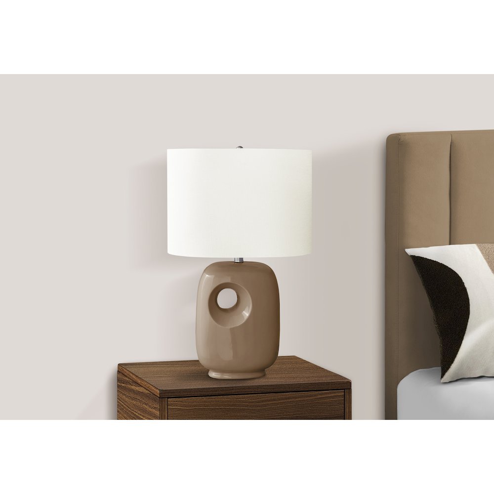 Savitri - Lighting 26"H Table Lamp Brown Ceramic Ivory / Cream Shade
