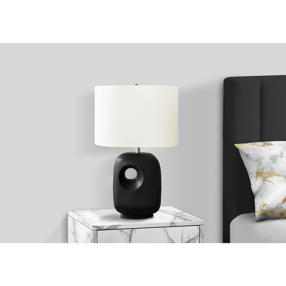 Iryna - Lighting 26"H Table Lamp Black Ceramic Ivory / Cream Shade