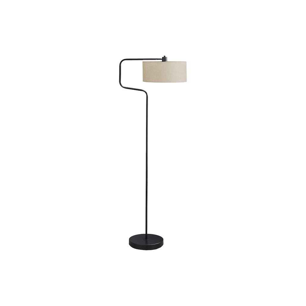 Anfield - Lighting 61"H Floor Lamp Black Metal Beige Shade Contemporary Modern