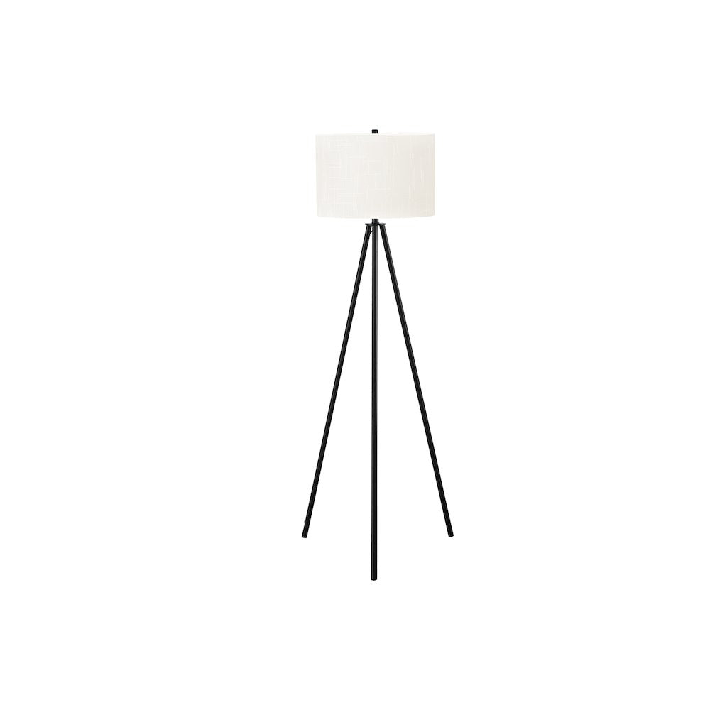 Hasana - Lighting 63"H Floor Lamp Black Metal Ivory / Cream Shade