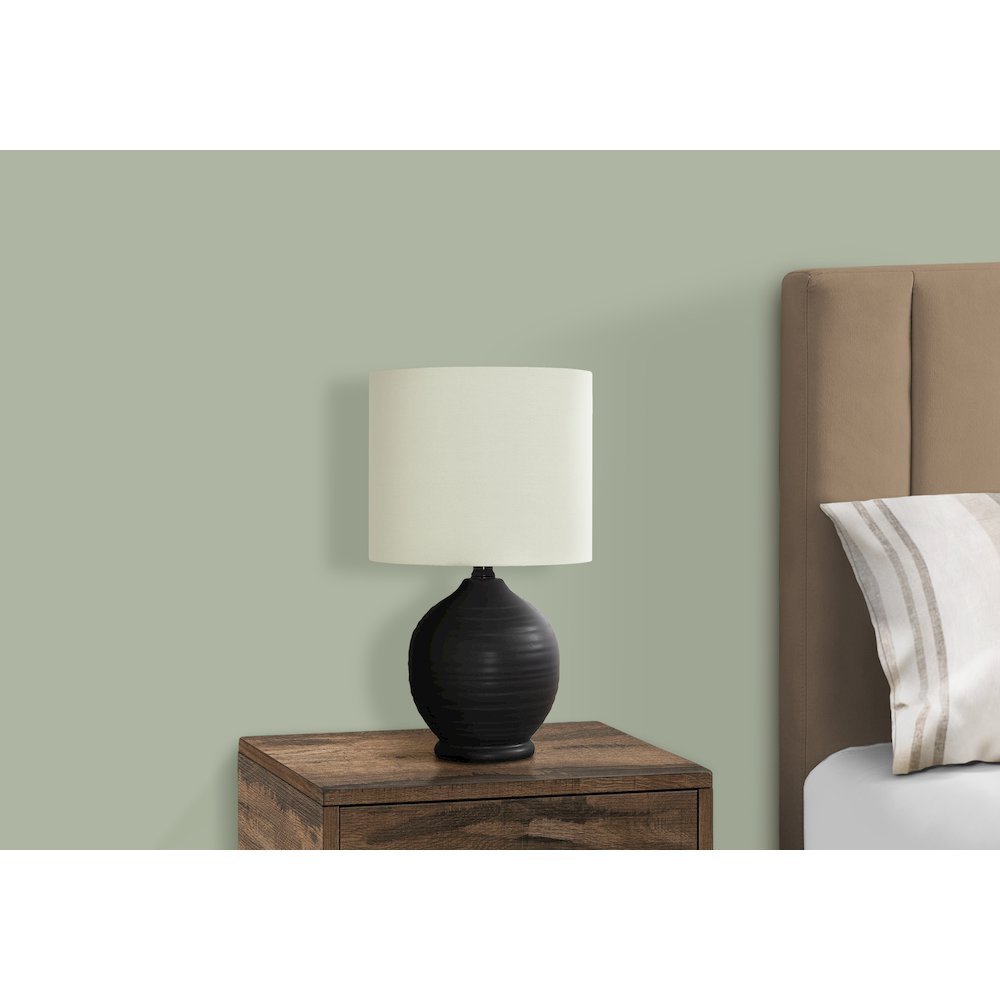 Calderon - Lighting 17"H Table Lamp Black Ceramic Ivory / Cream Shade