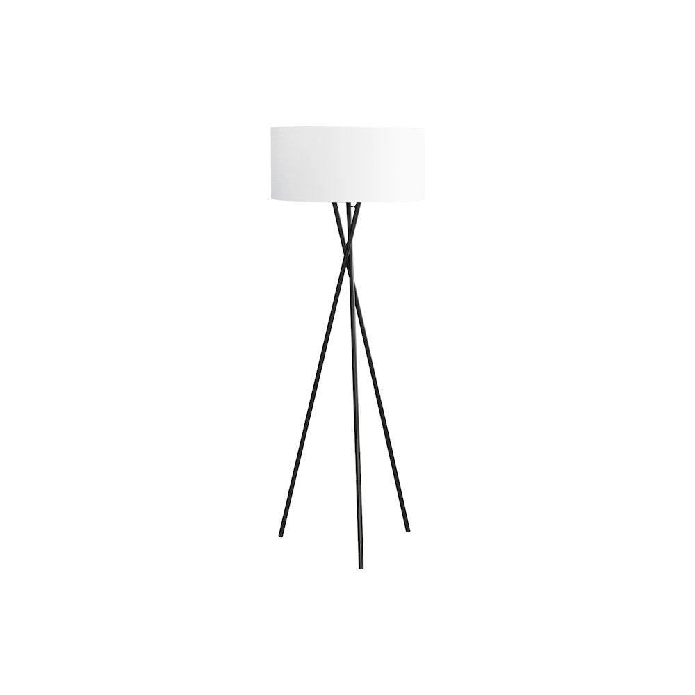Hosea - Lighting 62"H Floor Lamp Black Metal Ivory / Cream Shade