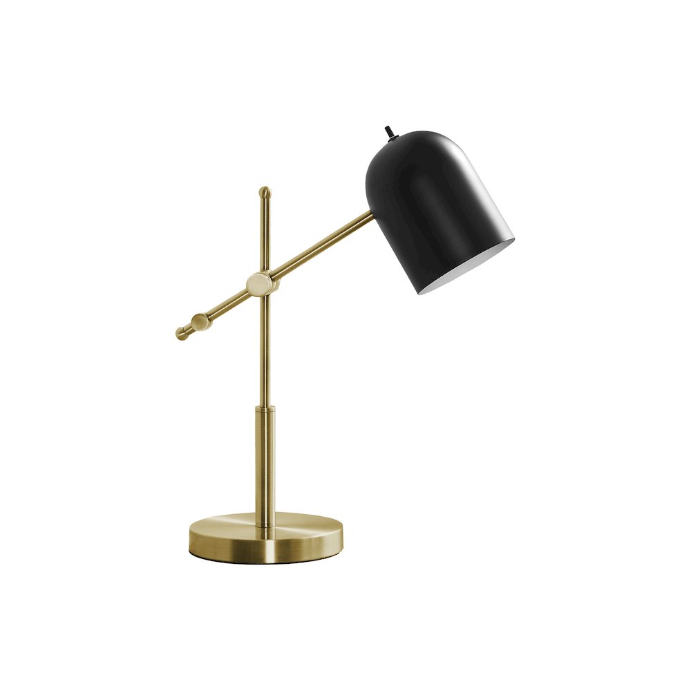 Augusta - Lighting 18"H Table Lamp Brass Metal Black Shade Contemporary