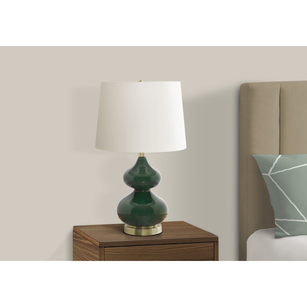 Nitza - Lighting 24"H Table Lamp Green Glass Ivory / Cream Shade