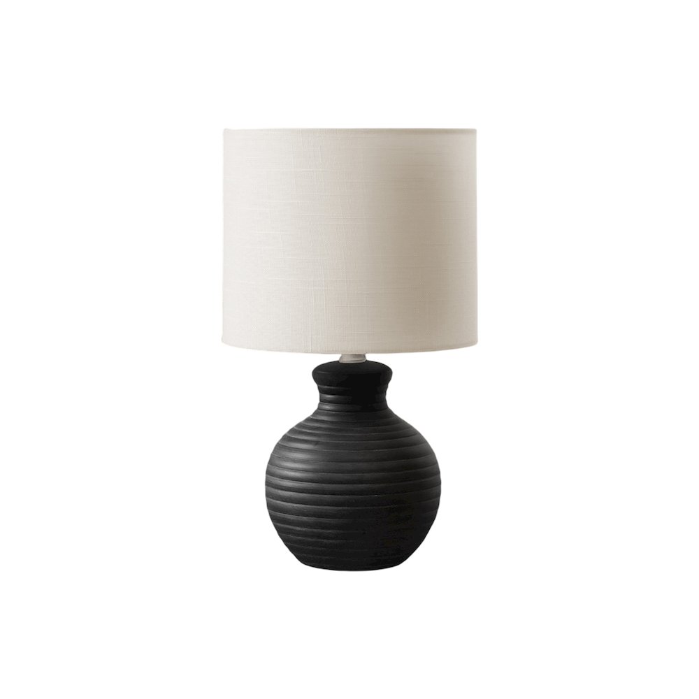 Aithan - Lighting 16"H Table Lamp Black Resin Ivory / Cream Shade