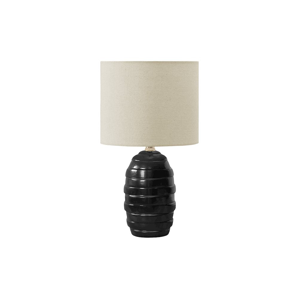 Tania - Lighting 17"H Table Lamp Black Ceramic Beige Shade Contemporary Modern