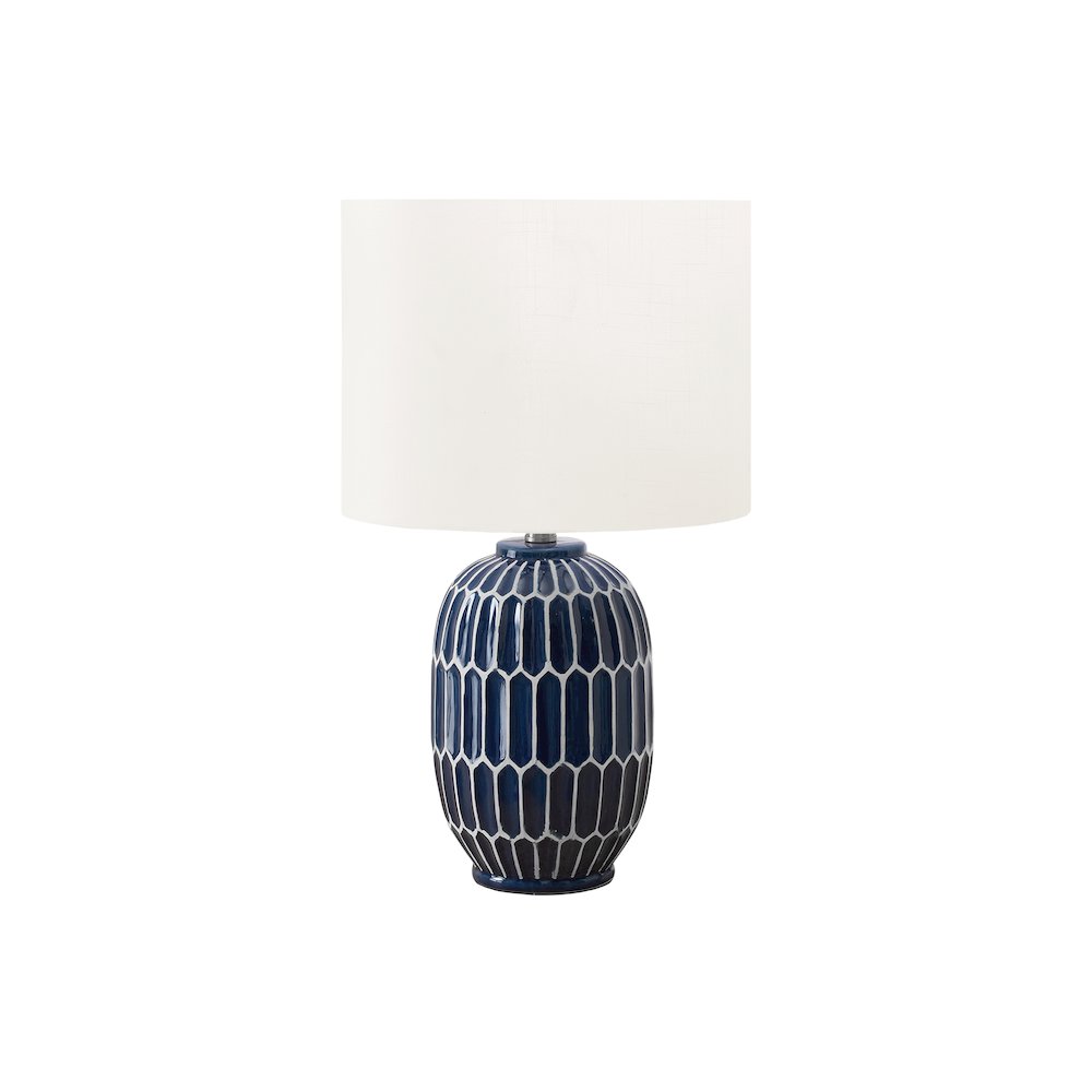 Helio - Lighting 22"H Table Lamp Blue Ceramic Ivory / Cream Shade